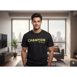 Champion Classic Graphic Tee T-Shirt Herren Large schwarz gold Logo neu mit Etikett - Bild 1 von 12