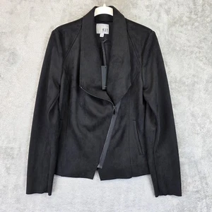 KUT from the Kloth Jacket Womens Medium Black Faux Suede Moto Asymmetrical Zip - Picture 1 of 12