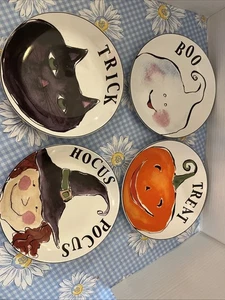 Set of 4 ~ Halloween Pumpkin 8 1/4” Bowl/plate~So Festive! - Picture 1 of 6