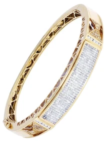 Brazalete brazalete de diamantes para hombre de oro amarillo de 10 quilates de más de 4,82 quilates 35,65 gramos 8,5" - Imagen 1 de 6