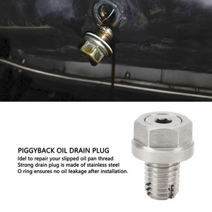 M12.1‑1.75x15mm Piggyback Oil Drain Plug Stainless Steel Oversize Self Tapping ✅ - Picture 1 of 20