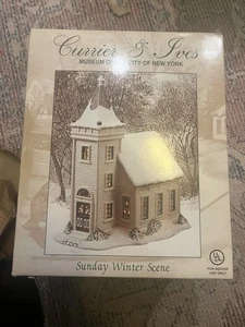 Currier And Ives Escena Domingo Invierno Con Caja Original - Imagen 1 de 9