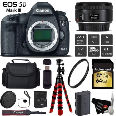 Canon EOS 5D Mark III DSLR Camera with 50mm f/1.8 STM Lens + Wireless Remote + - Image 1 of 4