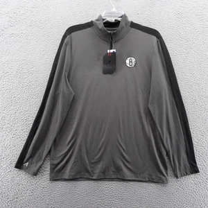 Antigua Brooklyn Nets NBA Pullover Quarter Zip Long Sleeve Shirt Mens Large NWT - Picture 1 of 12
