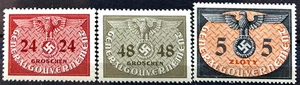 Germany 1940 WWII Poland Ocupation SC#N06, N09, N015. Key Stamps Of the Set MNH - Picture 1 of 1