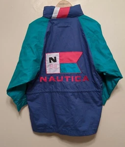 NWT Vintage Nautica N-83 Lined Jacket Kids Size M (10-12) Blue Green Zip Up - Picture 1 of 10