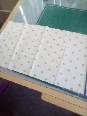 polycotton fabric, Cream with 12mm fawn spots. 35x62cms - Image 1 of 4