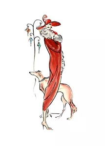PA22 Lizzie Huxtable; Deco Lady and Hound; Paris Fashion Art A4 Giclée Druck - Bild 1 von 1