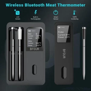 Wireless Bluetooth Meat Thermometer Waterproof Probes LCD Screen Booster BBQ - Picture 1 of 8