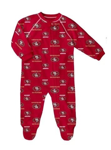 San Francisco 49ers Toddler Full Zip Raglan Coverall PJs Pajamas Footed Sleeper Cover