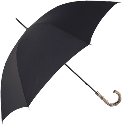 Classic Gentlemans Gents Black Umbrella with Whangee Bamboo Handle - Image 1 of 3