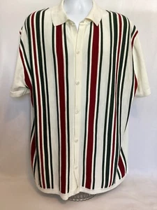 Stacy Adams Men's Cream, Dark Green, Red Knitted Short Sleeve Shirt Size 3XL - Picture 1 of 13