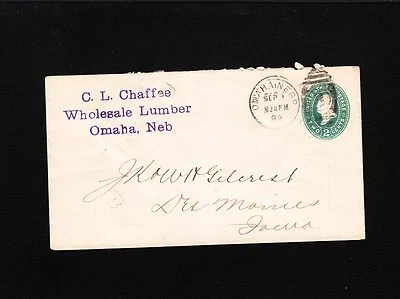 CL Chaffee Wholesale Lumber Omaha Nebraska 1892 PSE Duplex Cover 4x - Image 1 of 2