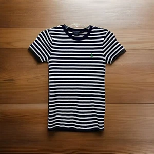 Ralph Lauren Sport Striped T-Shirt Dress S Navy & White Green Logo Short Sleeve - Picture 1 of 7