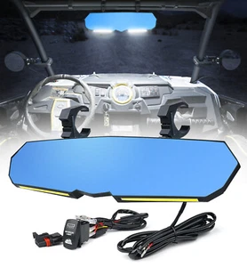 UTV Convex Rear View Center Mirror For 2020-2023 Polaris w/ Light for 1.75"-2" - Bild 1 von 8