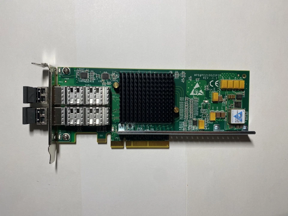 Silicom Dual-Port Fiber (SR) 10 gb eth PCI Server Adapter PN: PE210G2SPI9B-XR-LP - Image 1 of 3