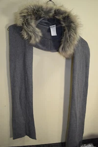 Cabi Put A Hood On It Knit Scarf Hat Pewter Gray Faux Fur WOMENS 3475 - Picture 1 of 7