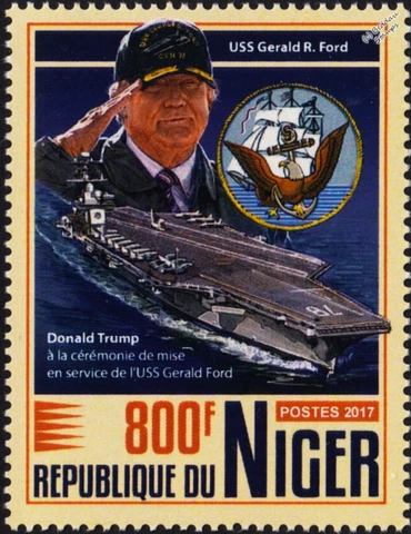 US President DONALD TRUMP & USS GERALD R. FORD (CVN-078) Aircraft Carrier Stamp Cover