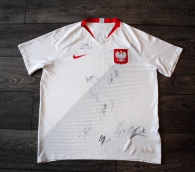 POLAND NATIONAL 2018/19 HOME FOOTBALL SHIRT SOCCER JERSEY SIGNEDS AUTOGRAPHS XL - Image 1 of 4