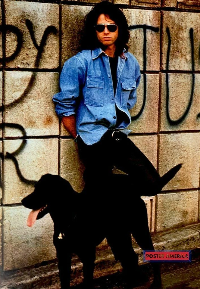 Jim Morrison with Black Dog On Wall Labrador Graffiti The Doors Poster 23.5 x 33 - Image 1 of 1