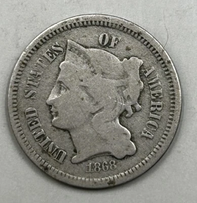 1868 3CN Three Cent Nickel VG - 24433 - Image 1 of 2