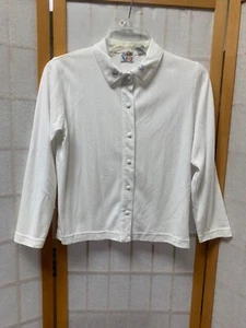 Talbots Kids Vintage Knit White Button Down Shirt Size L - Picture 1 of 11