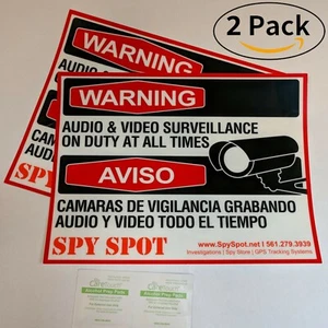 Set of 2 Large 9.25" x 7" CCTV Warning Stickers Vinyl Decals Audio & Video - Picture 1 of 5