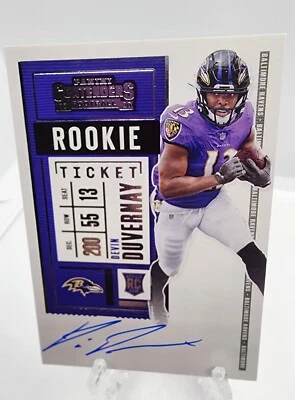 2020 Panini Contenders Devin Duvernay Rookie Ticket Auto RC 132 Baltimore Ravens - Image 1 of 2
