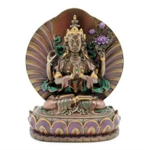 KWAN YIN STATUE 5,75" Avalokitesvara Buddhistische Göttin Bronze Harz HOCHWERTIG - Bild 1 von 5