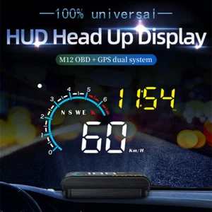 Car HUD Head-up Display OBD GPS Speedometer Fuel Consumption Speed Voltage AM68 - Foto 1 di 11