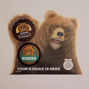 Vintage Kodiak Tür Aufkleber Bär rauchlos Kautabak 2-Wege zweiseitiges Schild - Bild 1 von 5