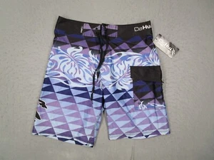 Da Hui Board Shorts Mens 30 Purple 10" Swim Beach Surf Resort Performance - Picture 1 of 8