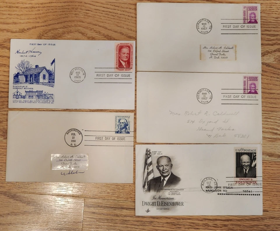 Vintage 1960s US Presidents FDC first day issue stamps lot of 5 - Image 1 of 1