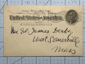USA Stamps 1895 Postal Card Jefferson to West Somerville Mass MNH   - Picture 1 of 1