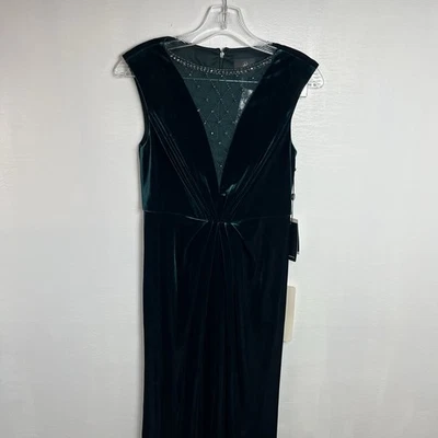 Vestido de sirena de terciopelo con cuentas talla 0 Adriana Papell para mujer Foto 1 de 4