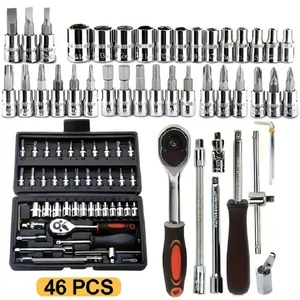 46PCS Ratschenschlüssel Werkzeug Set 1/4 Metrisch Steckschlüssel Haushalt Manuell Reparatur T - Bild 1 von 7