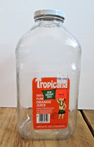 Vintage Glas Tropicana Orangensaft Flasche 64 fl. oz. 2 Quart Behälter mit Deckel - Bild 1 von 10