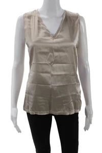 Reiss Womens Silk Front V-neck Sleeveless Blouse Top Taupe Size Small - Picture 1 of 6