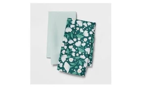 NEW 2pk Body Pillow Cover Dark Green Floral/Mint Green Room Essentials - Picture 1 of 1