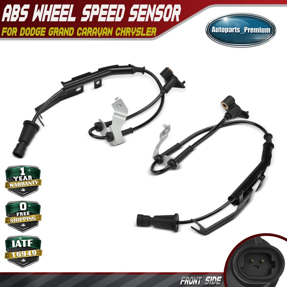 2x Sensor de Velocidade de Roda ABS Frontal Esquerda e Direita para Dodge Grand Caravan Chrysler - Imagem 1 de 4