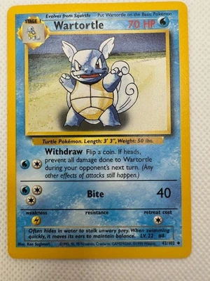 WARTORTLE BASE SET  CARD 42/102 VINTAGE - Image 1 of 2