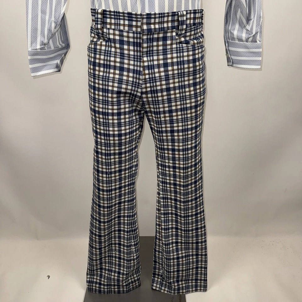 Vintage Levi's Bell Bottom Pants Mens 32 32 Plaid Polyester Mod Disco Levis 70s - Image 1 of 4