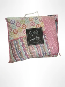 Edredón Cynthia Rowley Cama Doble Edredón Paz y Amor Pasteles Adolescente Retro Nuevo - Imagen 1 de 16