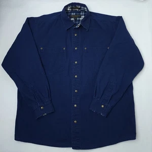 Chesterfield Flannel Lined Canvas Snap Jacket Shacket Mens Size L Workwear Navy - Picture 1 of 10