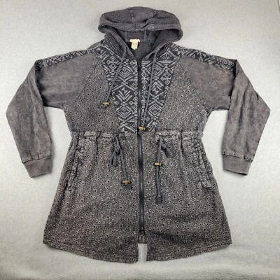 Chaqueta Gimmicks By BKE Mujer Pequeña Negra Cremallera Completa Ojales Con Capucha Grunge Punk Foto 1 de 4