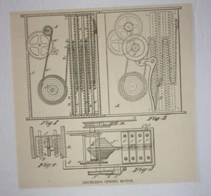 Grabado de motor de resorte doble 1876 - Imagen 1 de 1
