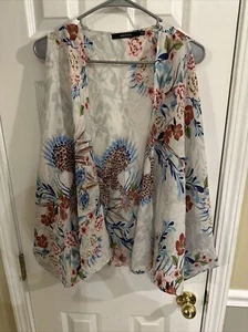 Ark & Co Bird/Flower Print Lightweight Kimono Open Front Jacket Women's Size S - Picture 1 of 5
