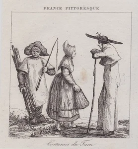 GRAVURE DE 1835 -- COSTUMES DU TARN 3J453 - Foto 1 di 1