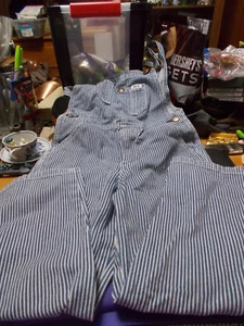 Pair of Childs Size 4 Key Blue and White Strip Bib Overalls - Picture 1 of 2