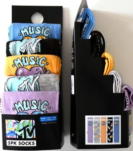 Paquete de 5 calcetines MTV Primark para hombre música televisión retro Reino Unido tallas 6 a 8 o 9 a 12 - Imagen 1 de 4